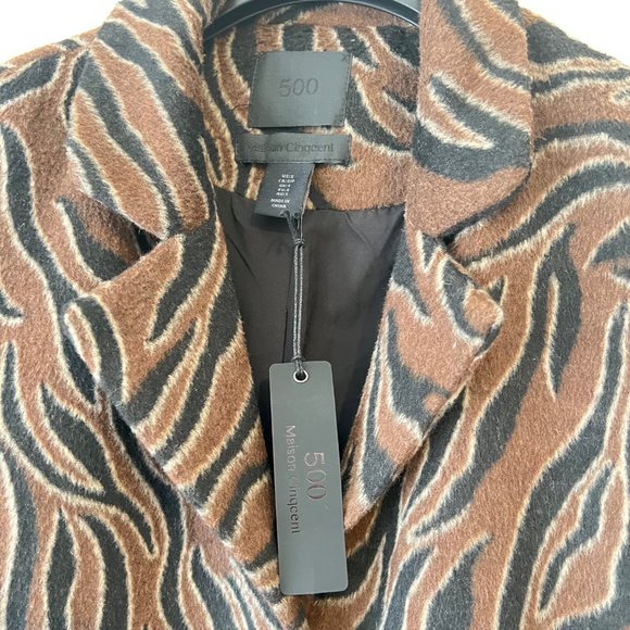 NEW 500 Maison Cinqcent Wool Blend Animal Print Oversized Coat, Size S - Picture 8 of 16